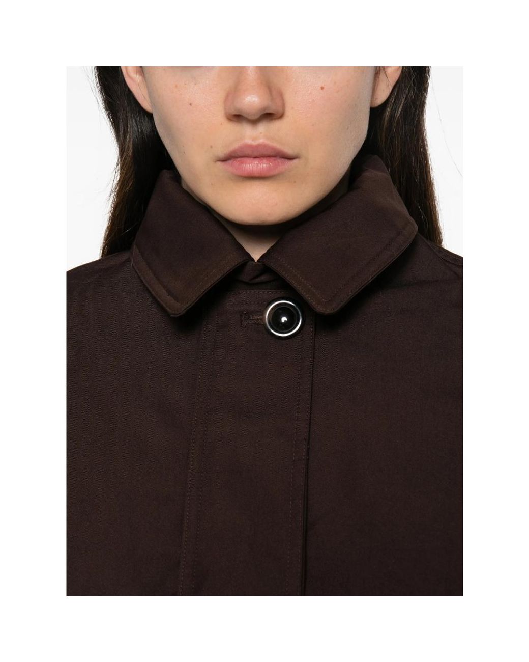 Sessun Brown Leather Effect-Collar Bomber Jacket