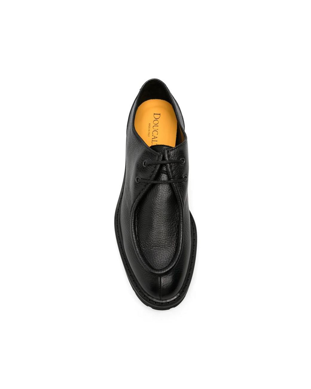 Doucal's Black Grained Leather Derby Shoes for men