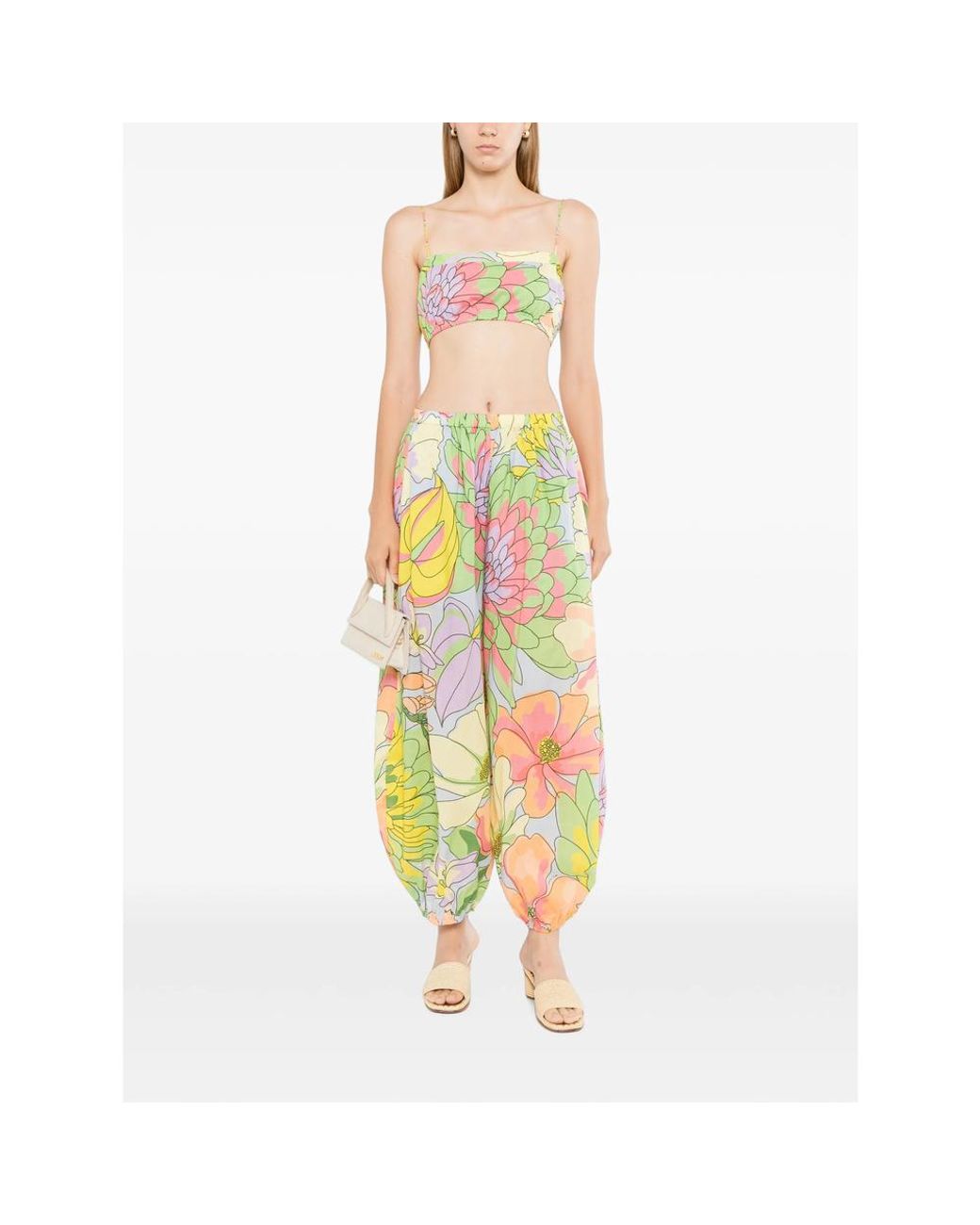 Farm Rio Yellow Spring Affair Beaded Crop Top