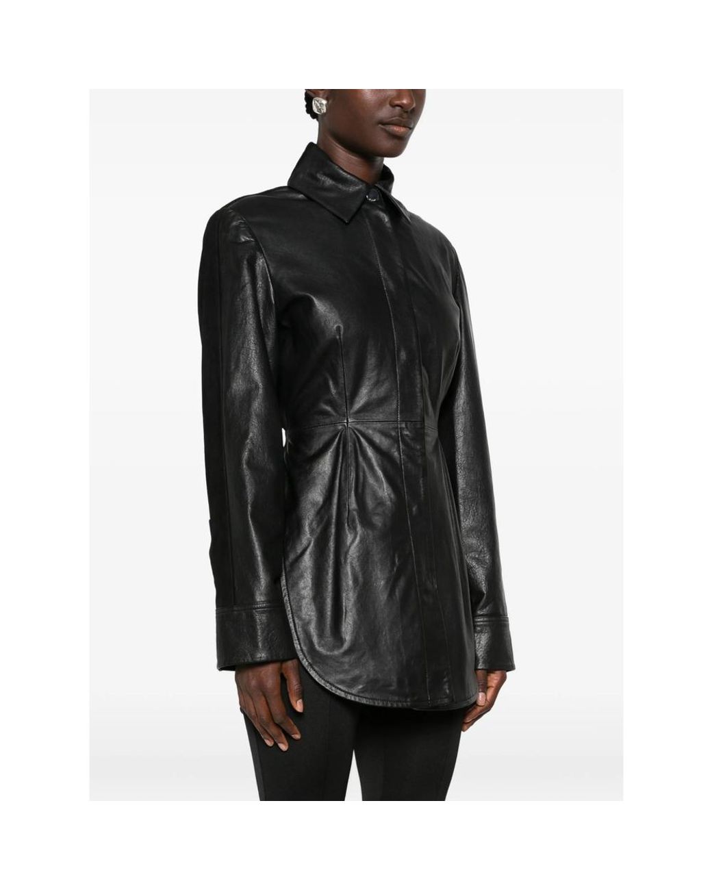 Sportmax Black Spscoccole Paneled Leather Jacket