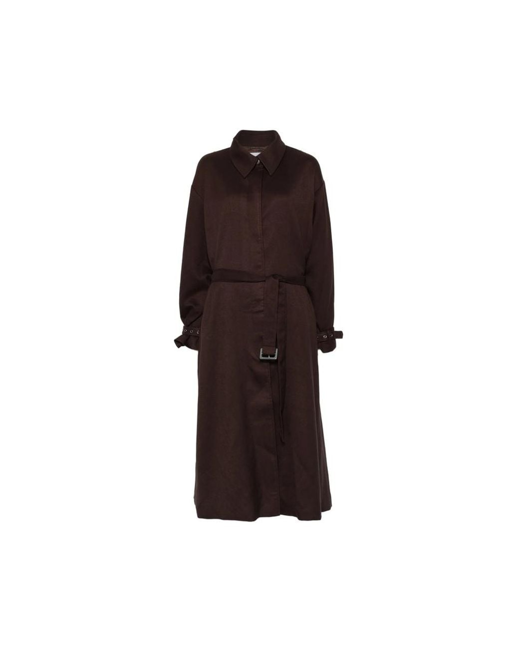 LA PISCINE Brown Belted Oversized-Collar Jacket