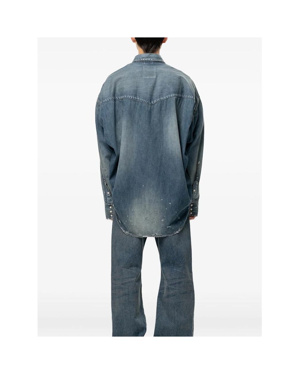 Maison Mihara Yasuhiro Blue Kids Sticker Printed Denim Shirt for men