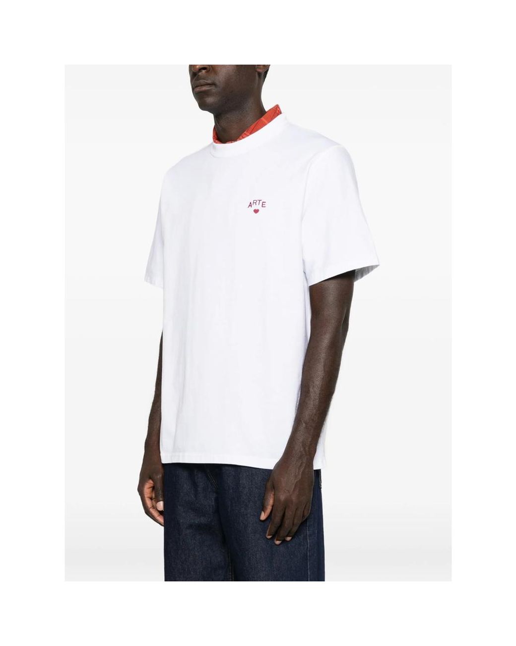 Arte' White Logo-Embroidered T-Shirt for men
