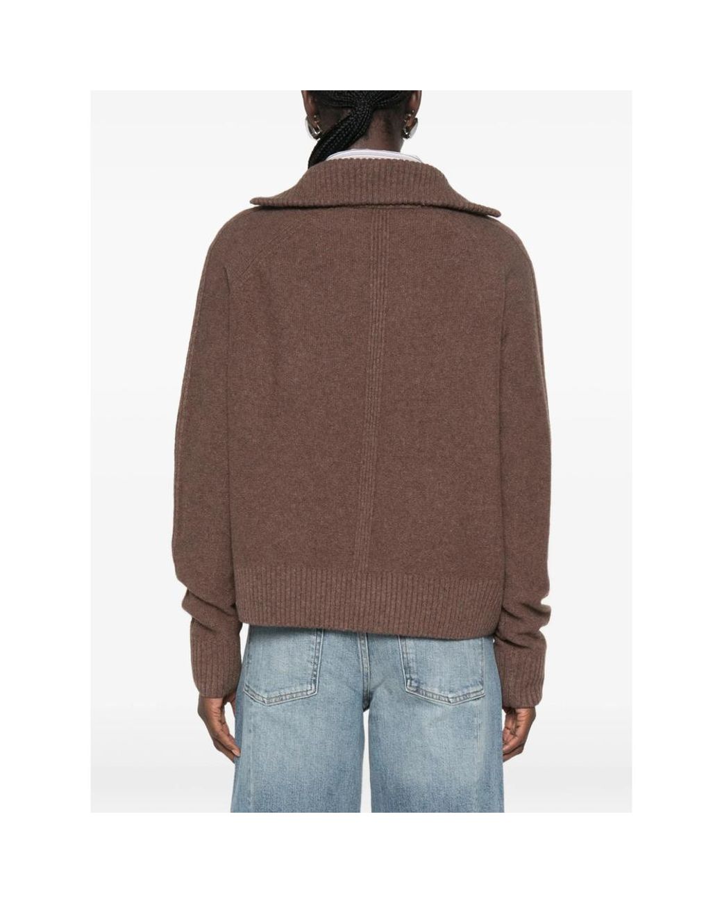 JC Sophie Brown Pilar Sailor-Collar Raglan-Sleeve Sweater