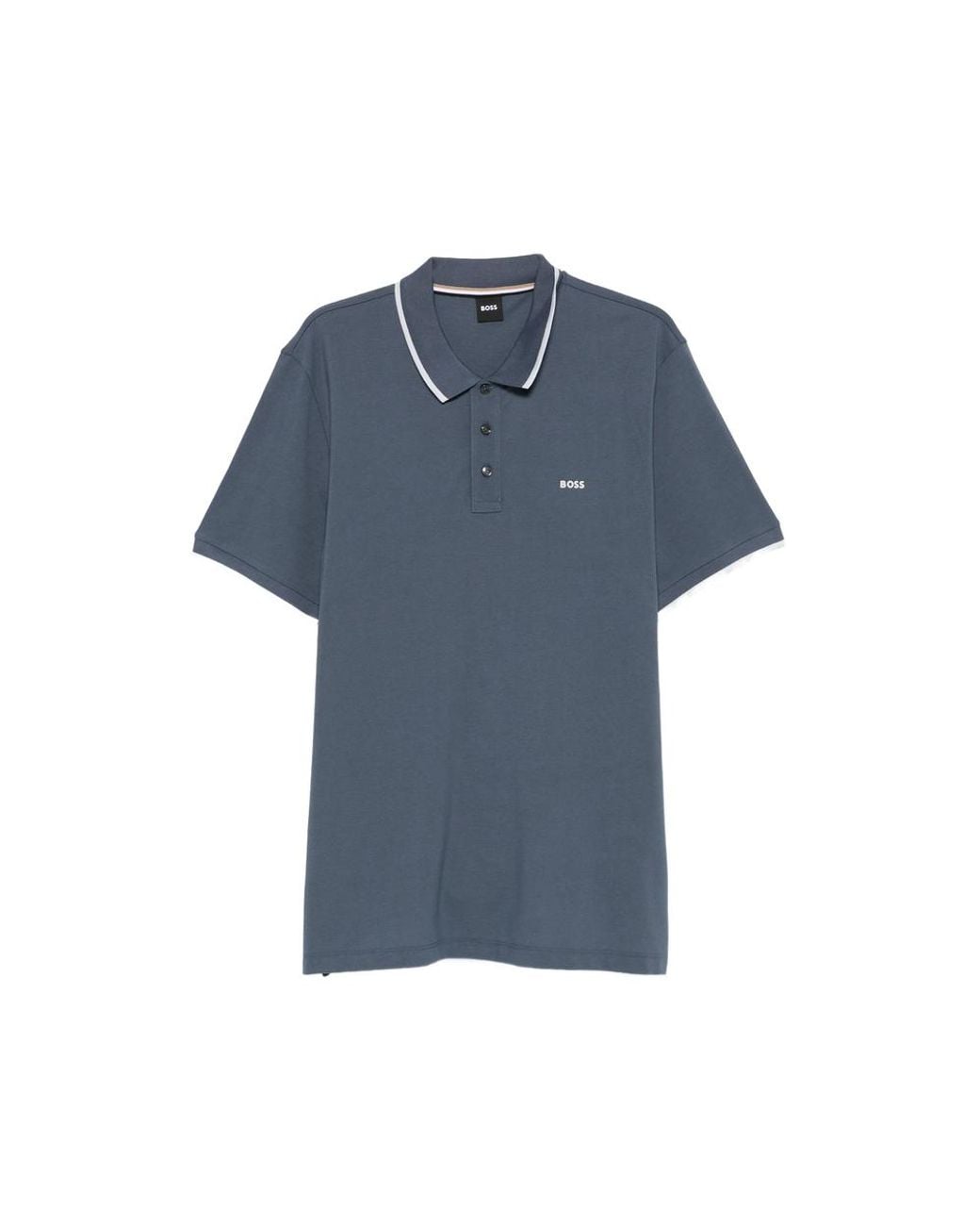 Boss Blue Cotton-Piqué Polo Shirt With Contrast Tipping for men