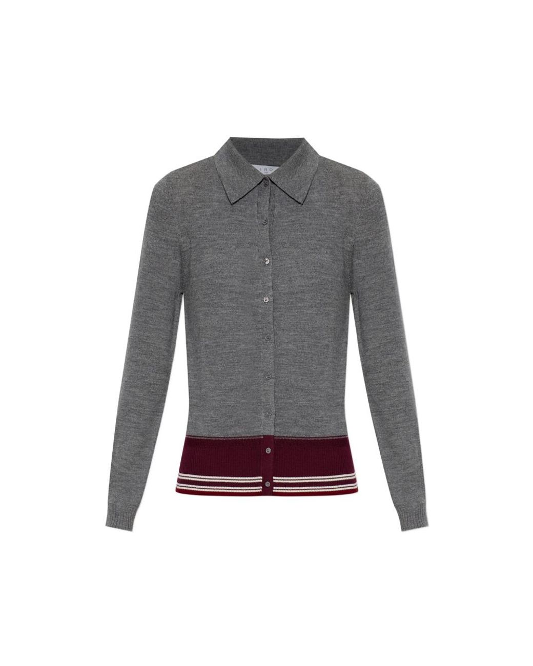 IRO Gray Miel Striped-Trim Button-Down Shirt
