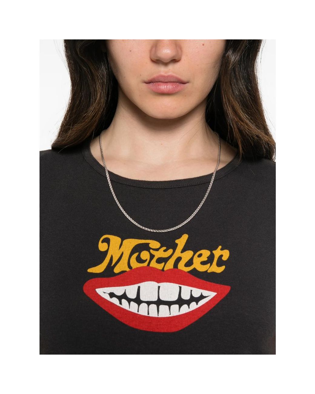 Mother Black The Itty Bitter Ringer Graphic-Print Cropped T-Shirt