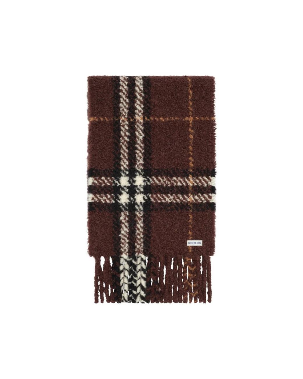 Burberry Brown Check Alpaca Wool Blend Buckle Scarf for men