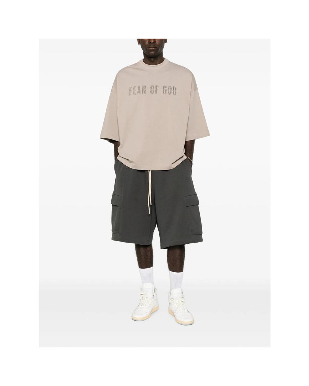 Fear Of God Natural Logo-Print Drop-Shoulder T-Shirt for men
