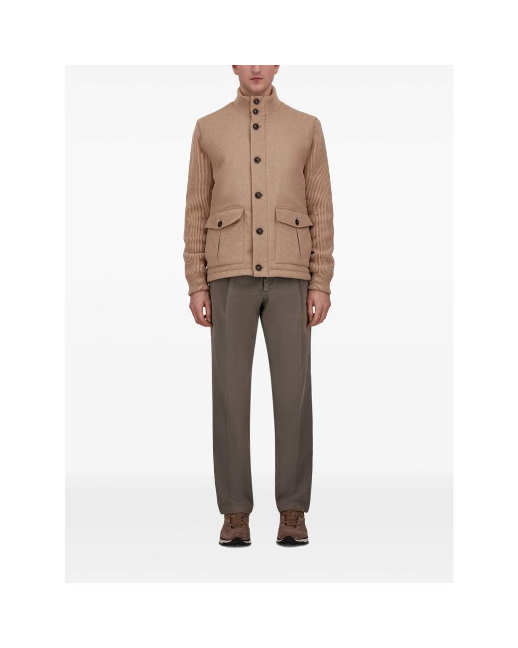 Herno Natural Panelled Knitted Jacket for men