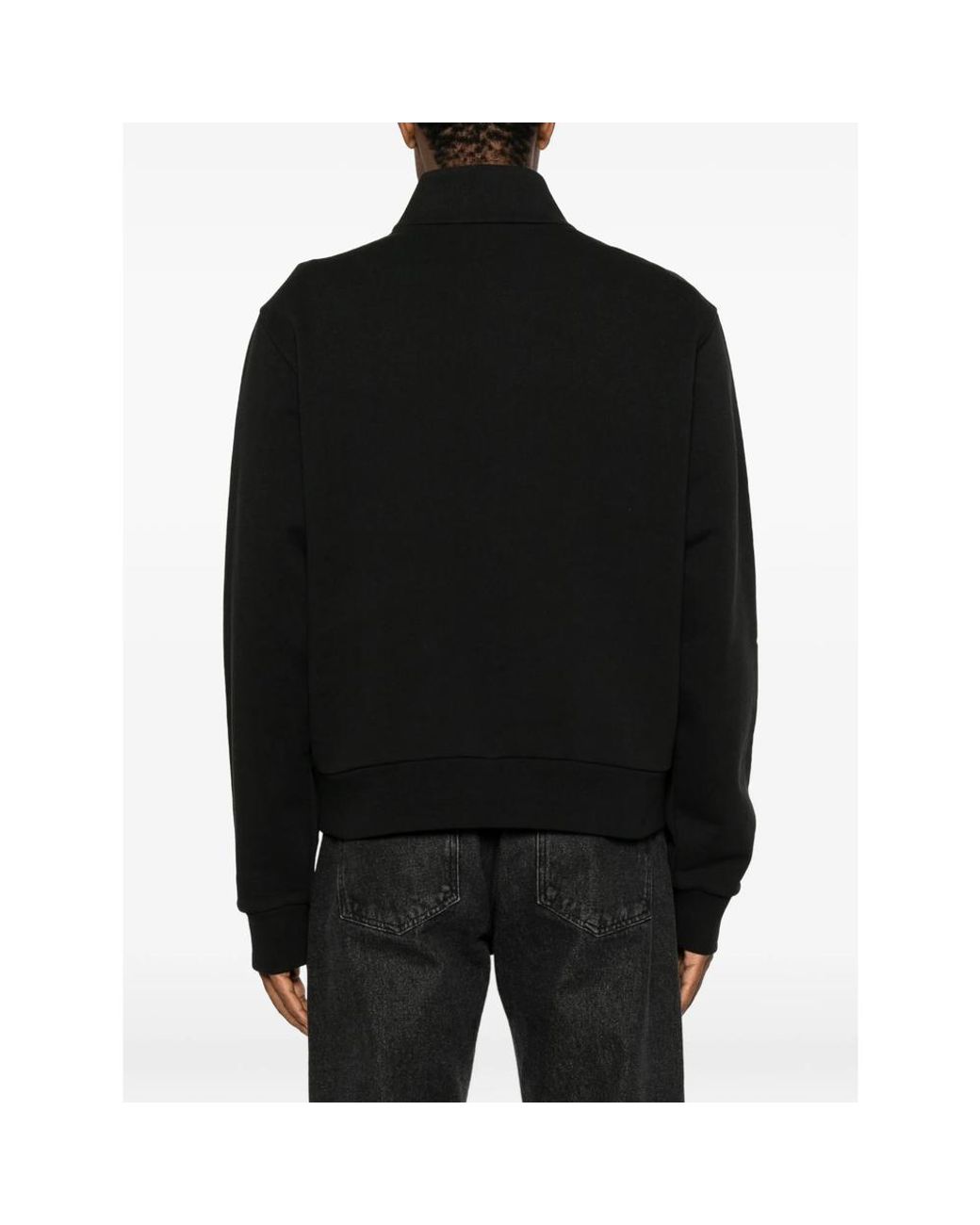 Moncler Black Logo-Patch Quarter-Zip Sweatshirt for men