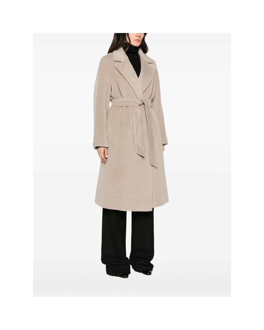 Max Mara Natural Belted Notch-Lapels Coat
