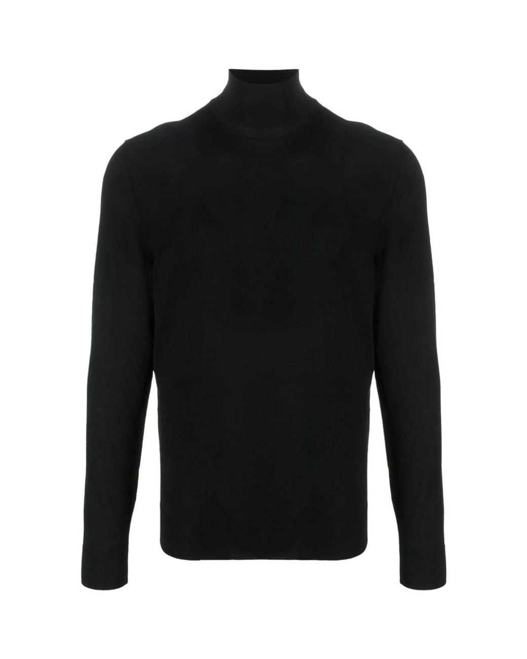 Drumohr Black Fine-Knit Roll Neck Sweater for men