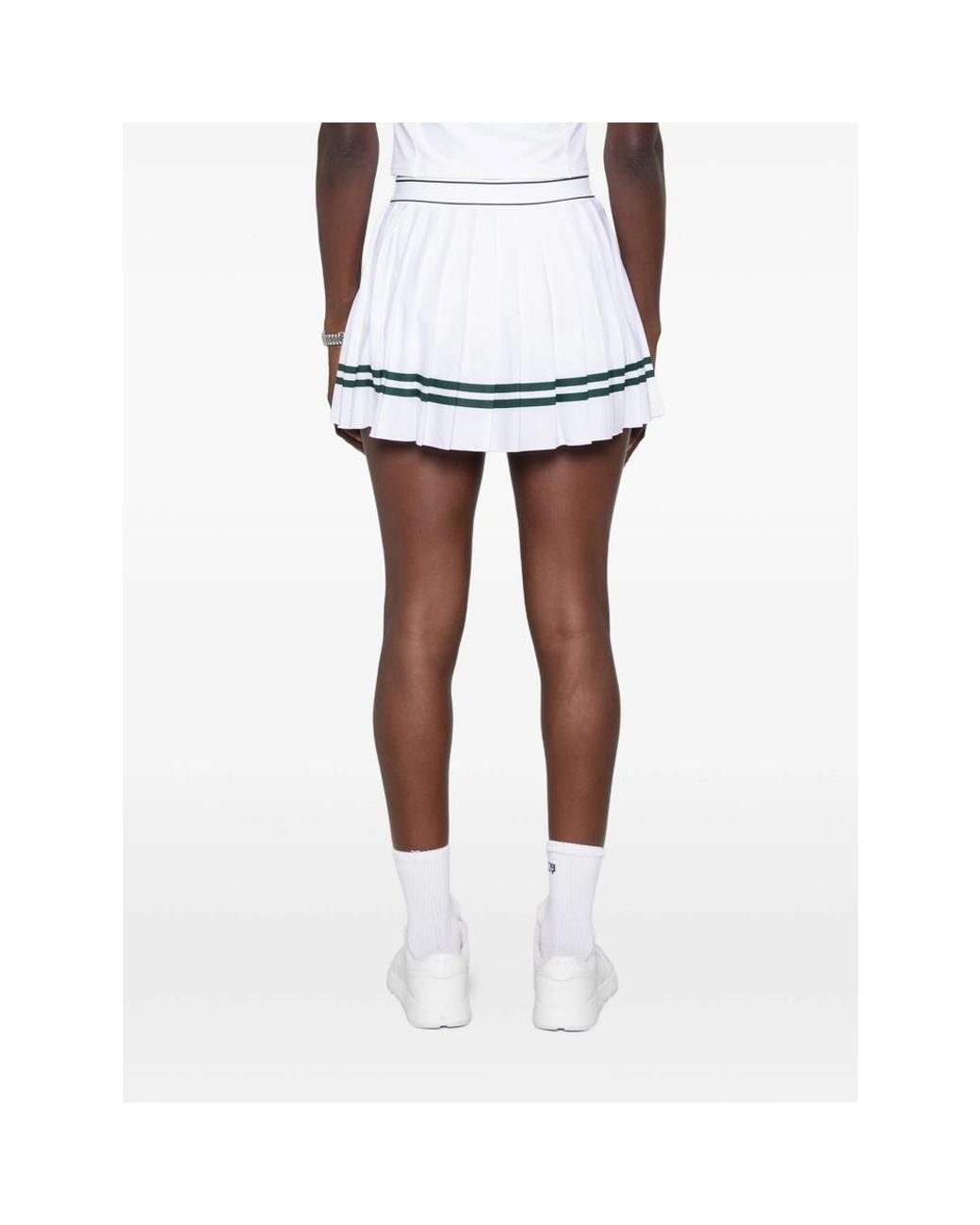 Sporty & Rich White Pleated Striped Skirt
