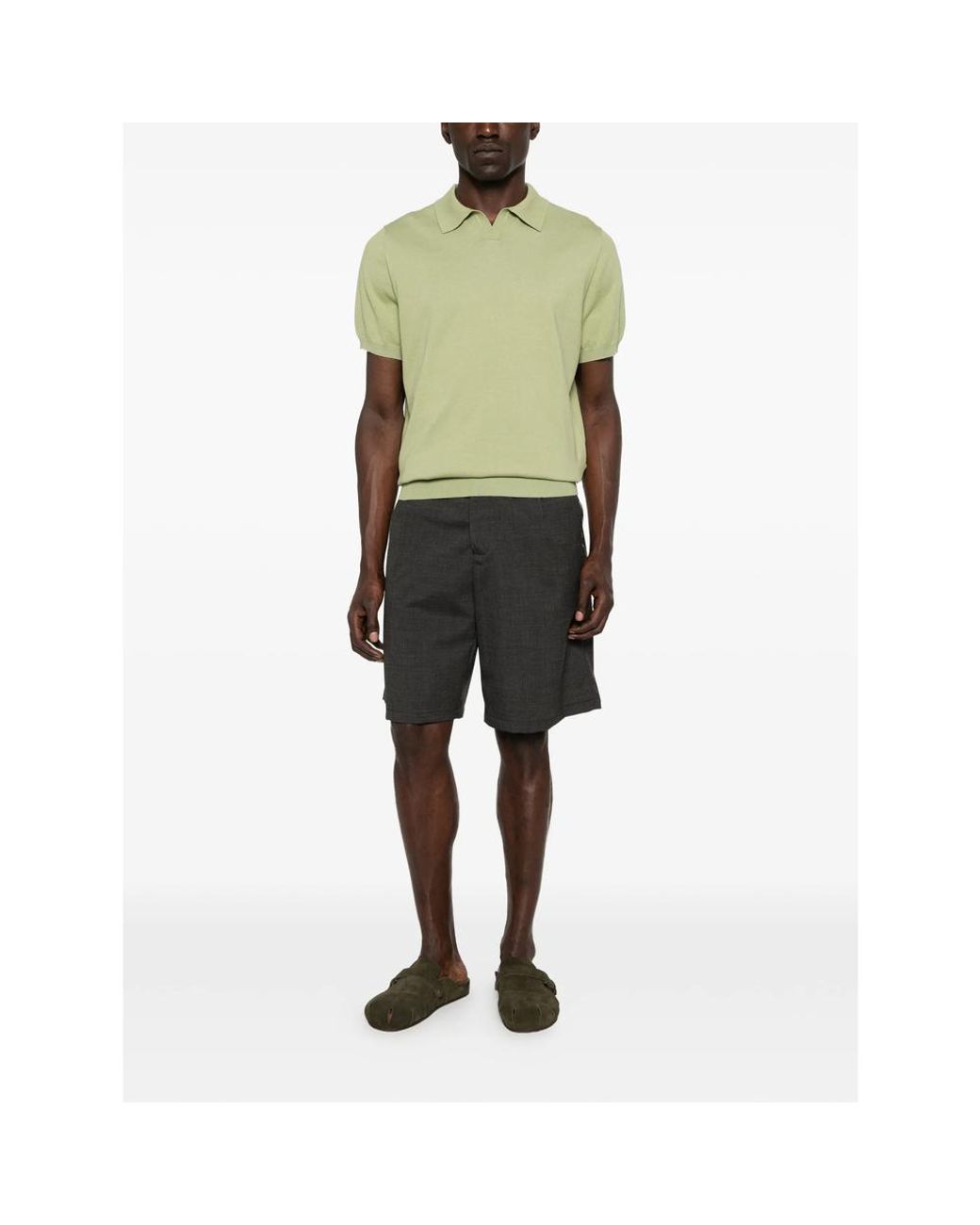 Myths Gray Pleated Belt-Loop Shorts for men