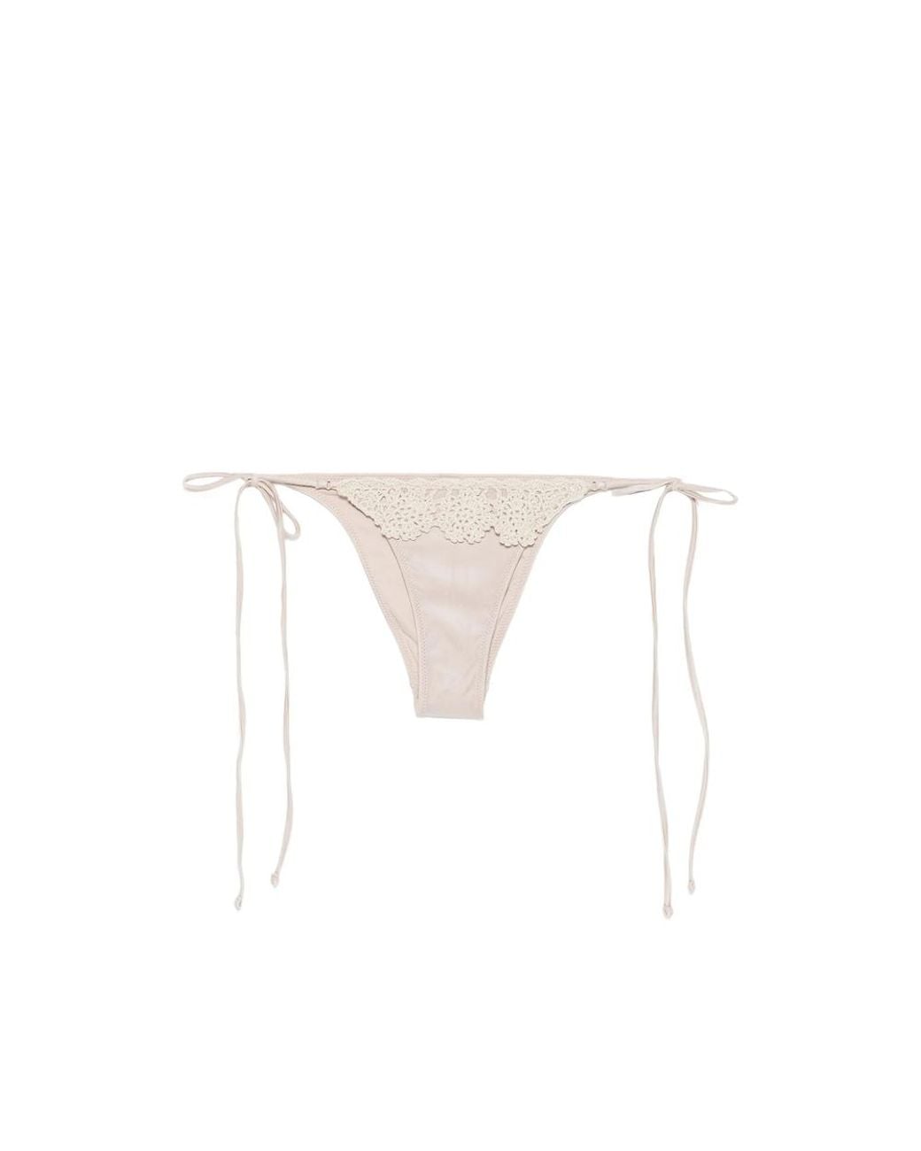 Frankie's Bikinis White Mackenzie Crochet-Trim Side-Tie Bikini Bottoms