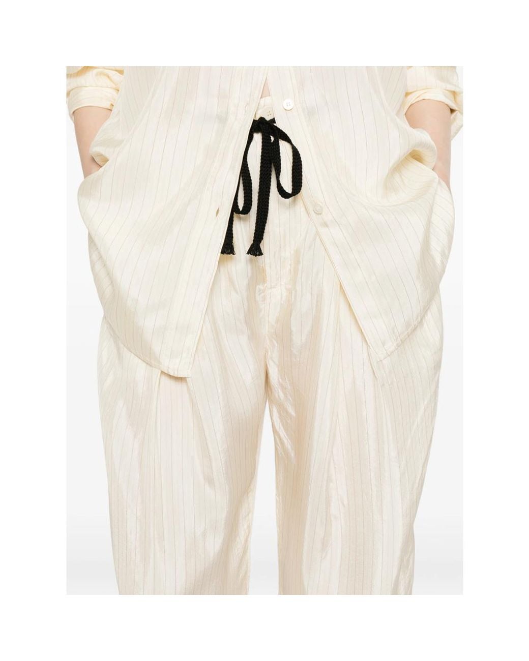 Barena White Pestrin Sbrissa Striped Tie-Waist Trousers