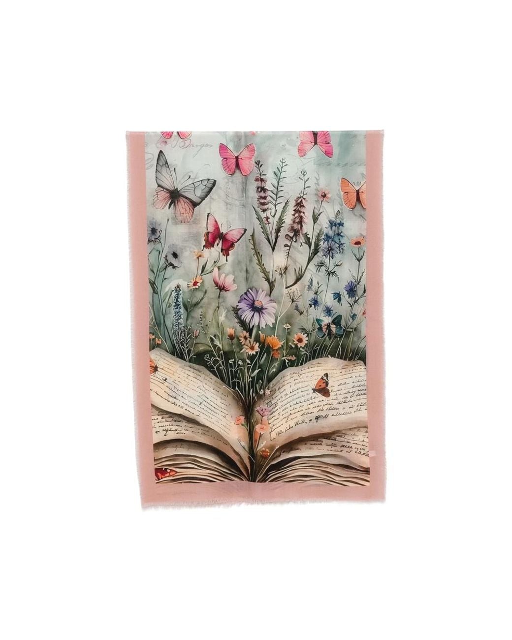 D'Aniello Metallic Floral-Print Butterfly Scarf