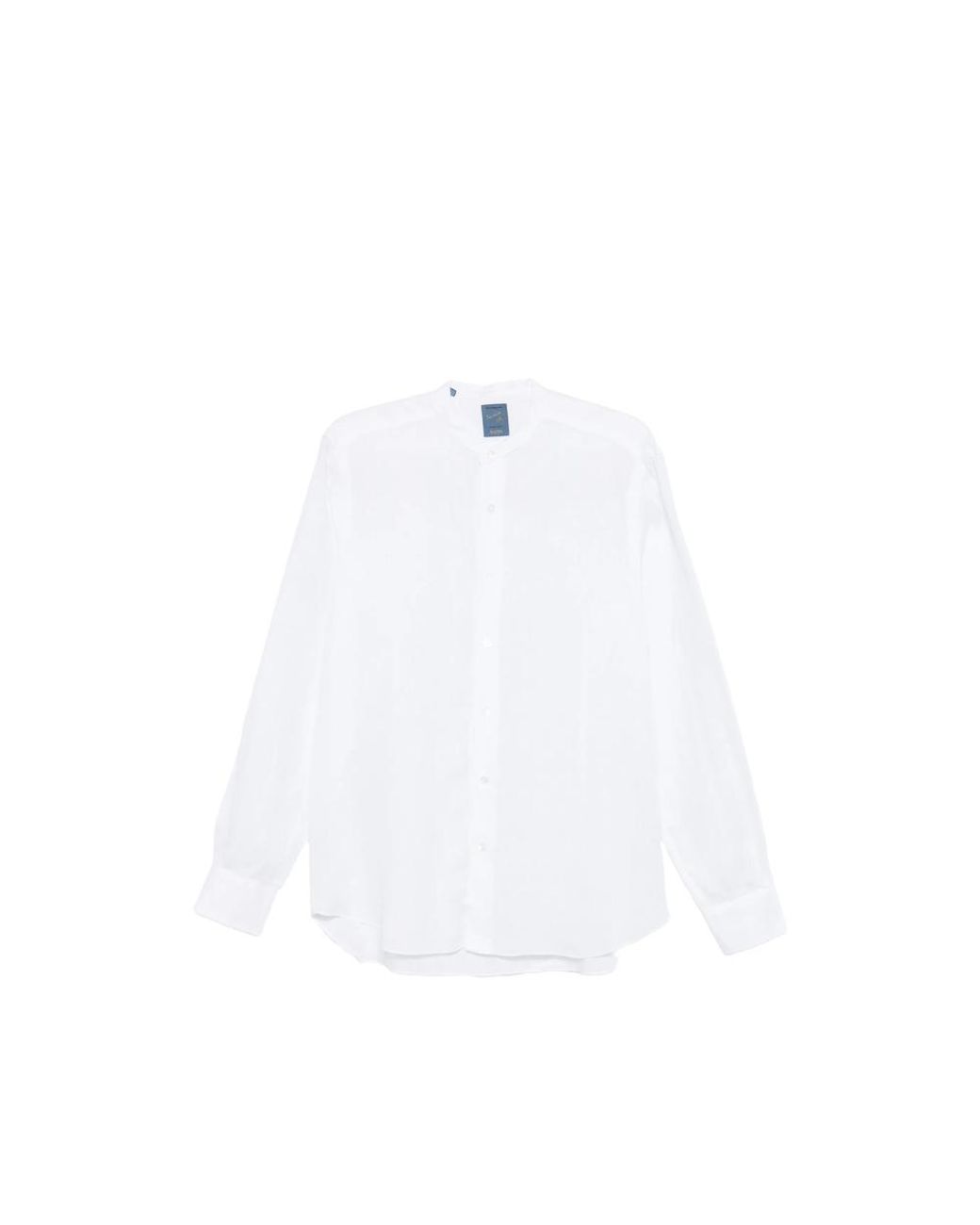Barba Napoli White Band-Collar Shirt for men