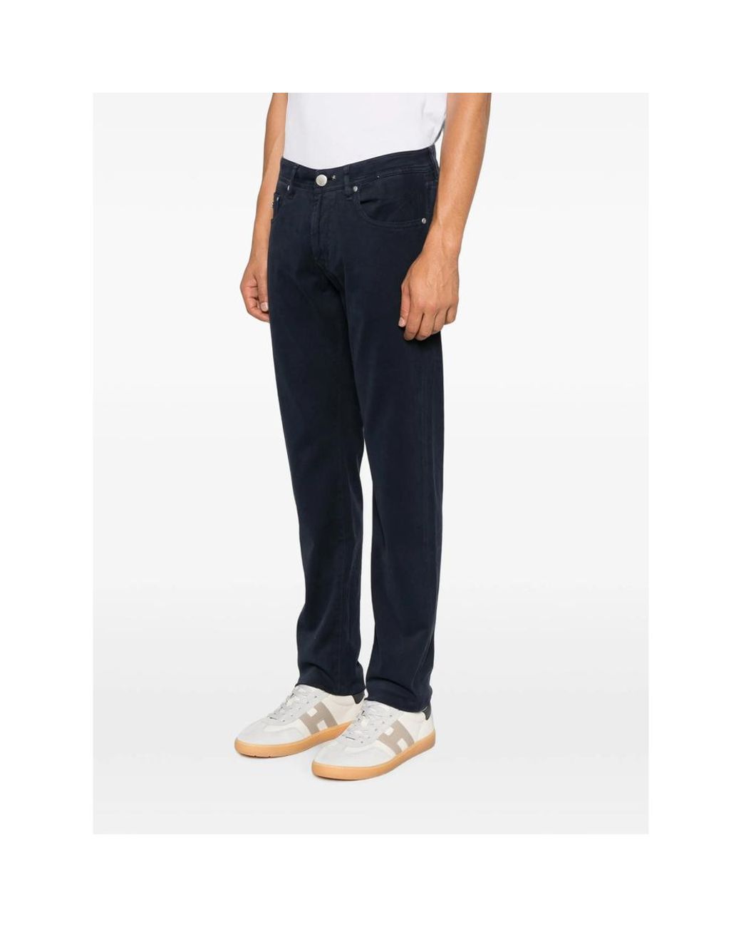 Tramarossa Blue Michelangelo Logo-Patch Trousers for men