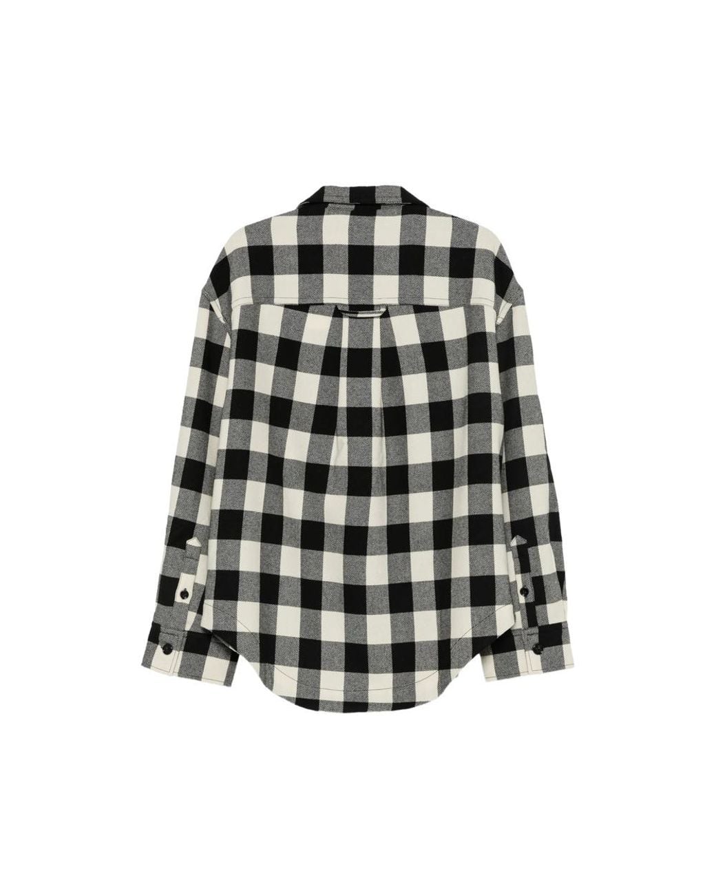 AMI Black Check-Pattern Button-Up Shirt for men