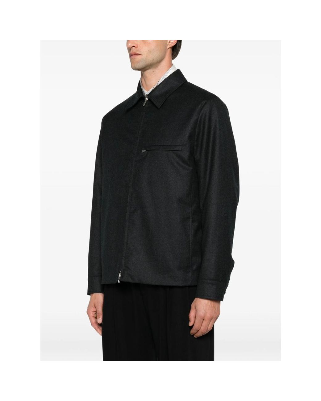 Umit Benan Black Zip-Up Collared Jacket for men