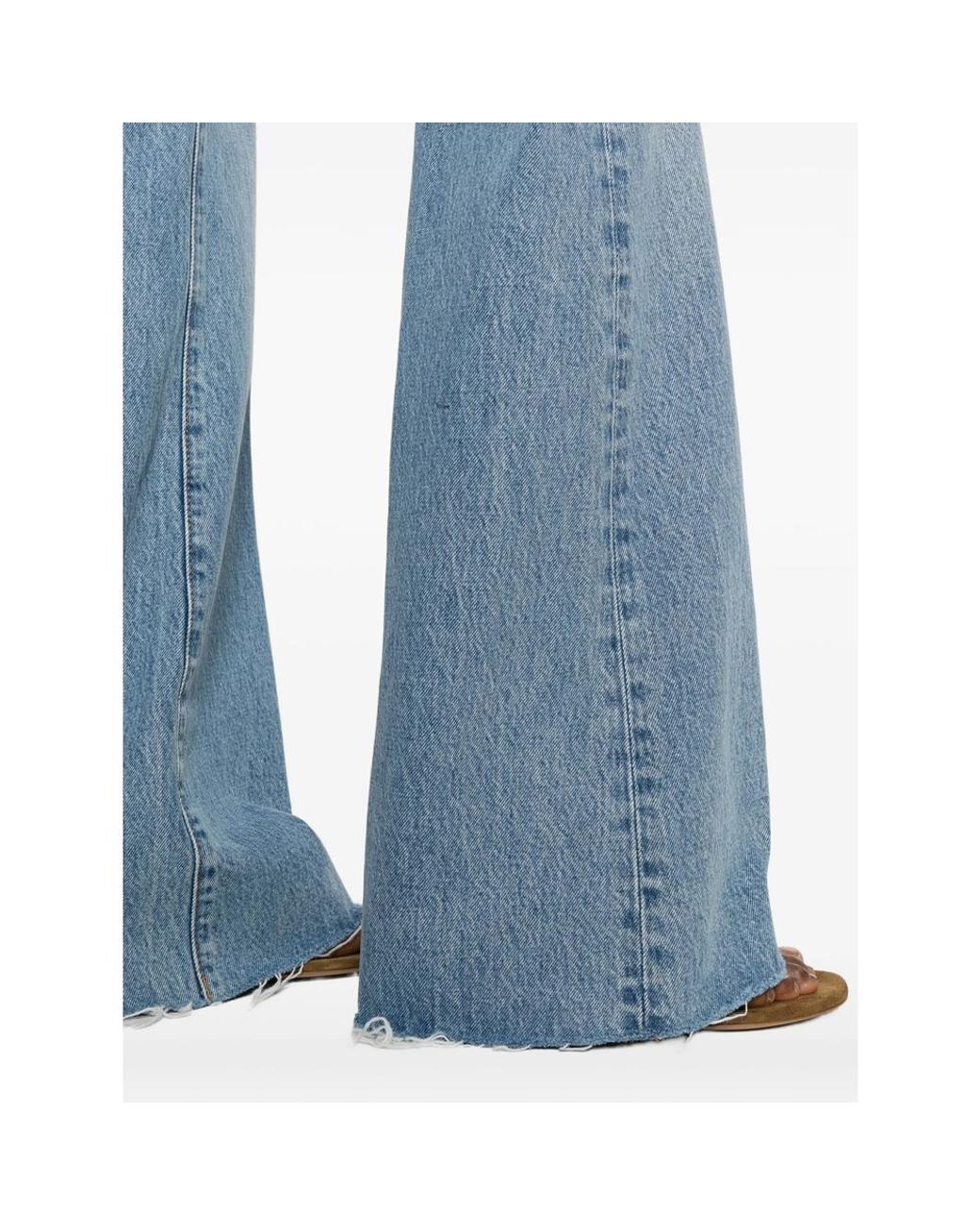 FRAME Blue The Lax Raw-Edge Wide-Leg Jeans
