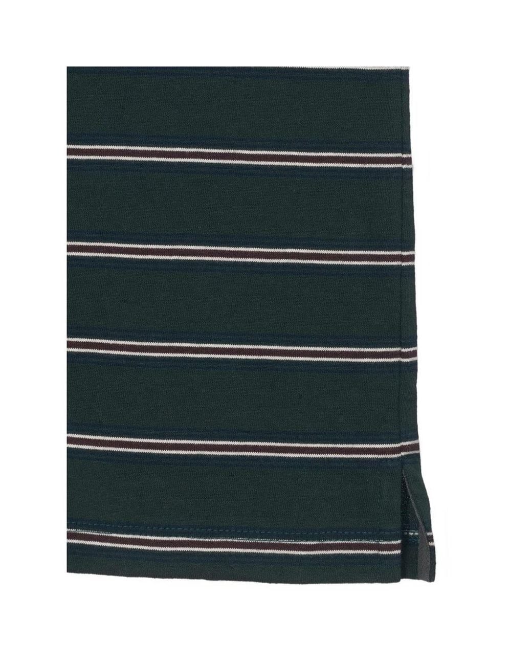 DUNST Green Striped Long-Sleeve Polo Shirt for men