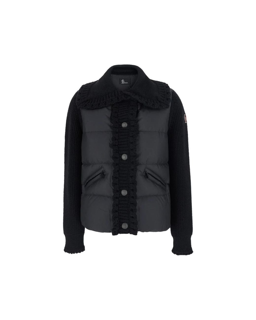 Moncler Black Quilted Knit-Panel Jacket