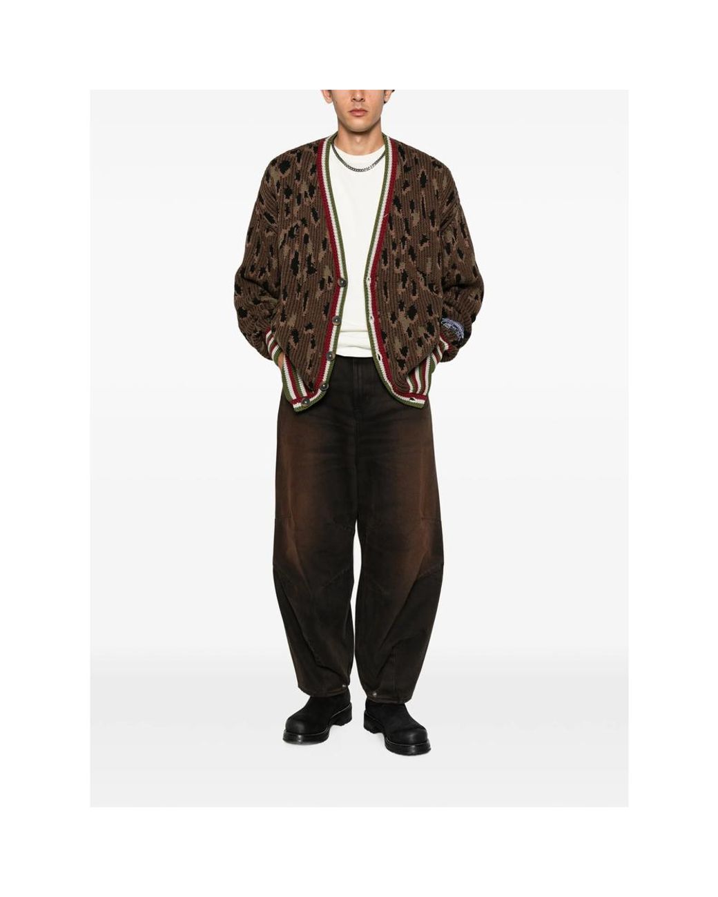 PDF Black Faded Graphic-Print Jeans for men