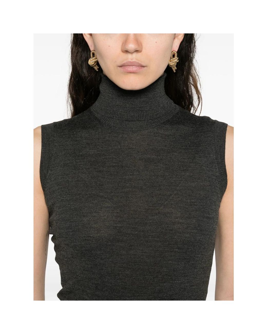 GOES BOTANICAL Black Roll-Neck Sleeveless Top