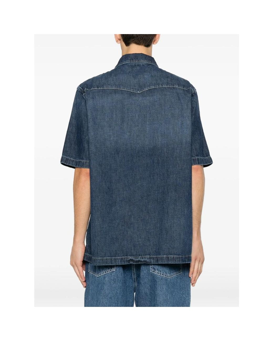 7 For All Mankind Blue Shirt Denim Short-Sleeve for men
