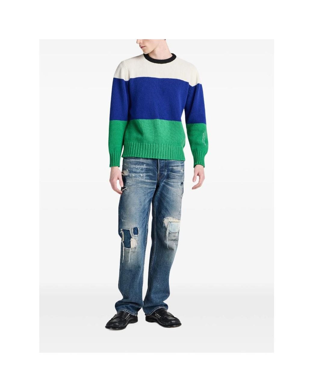 J.W. Anderson Green Colour-Block Wool Sweater for men