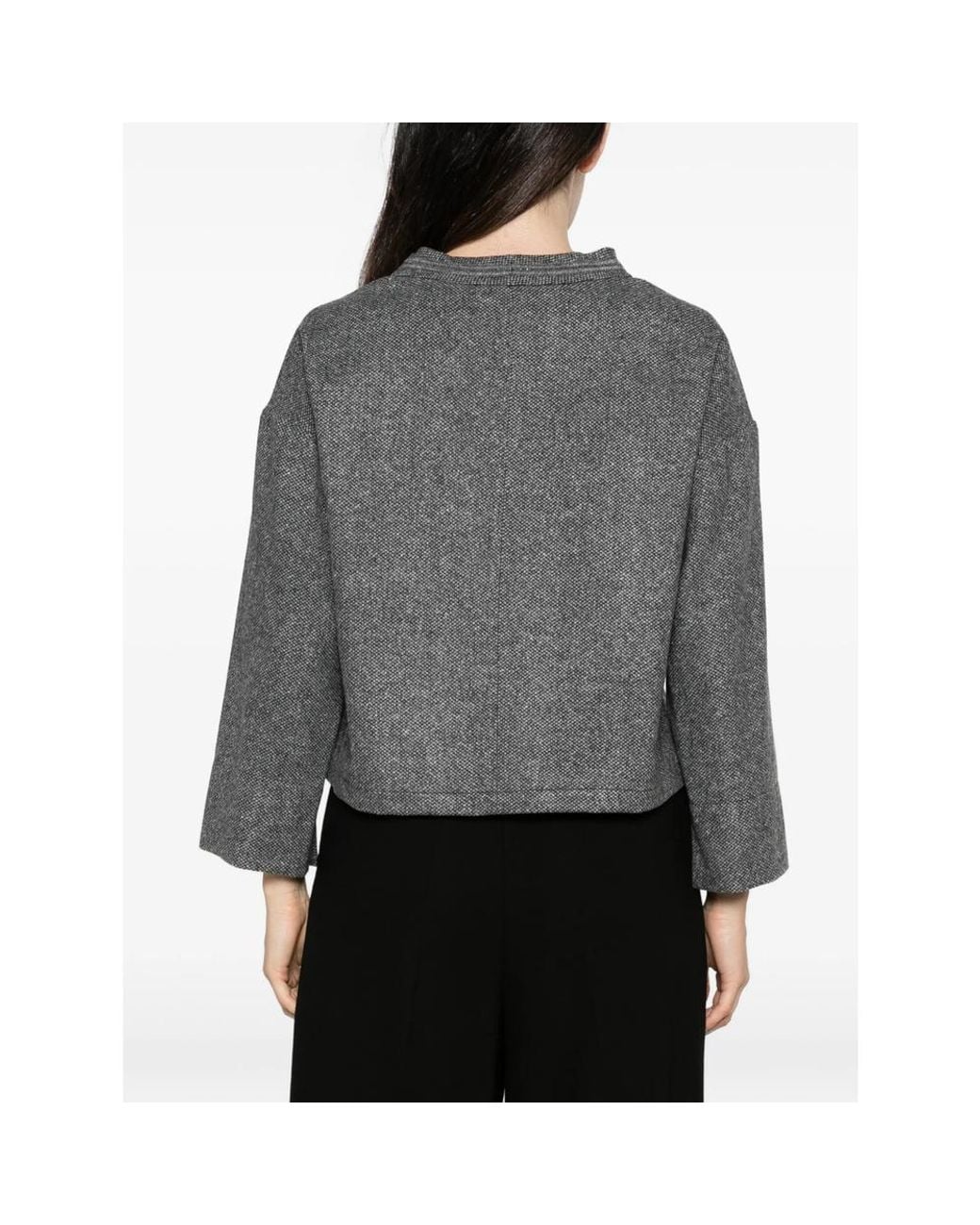 Antonelli Gray Bead-Embellished Melange-Effect Sweater