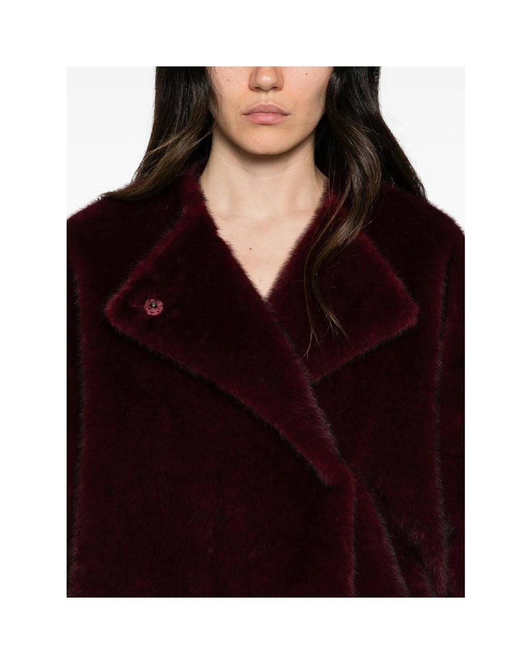 Antonelli Red Faux-Fur Wide-Collar Jacket