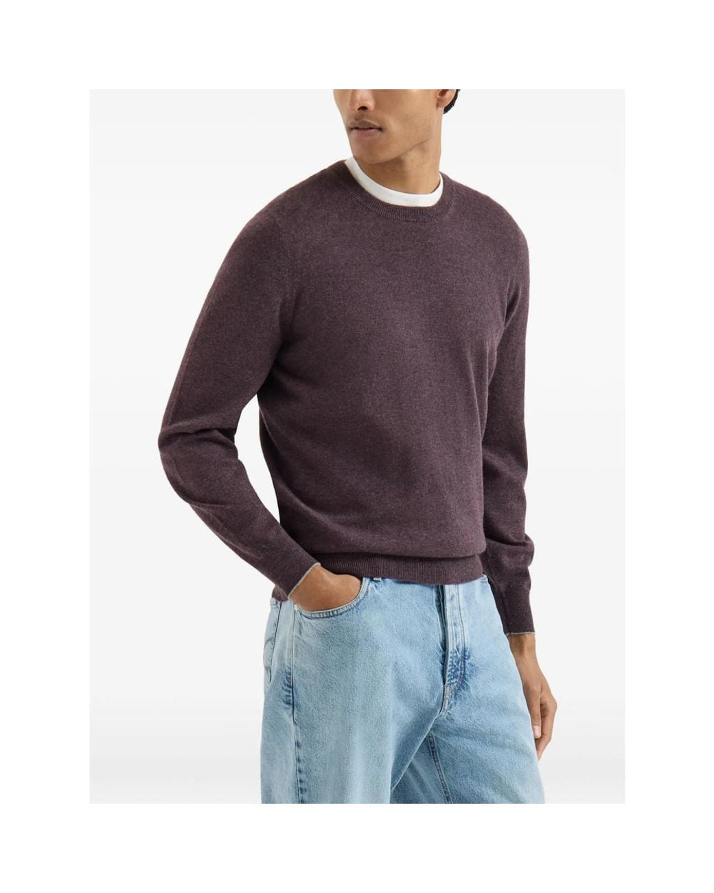 Brunello Cucinelli Purple Cashmere Sweater for men