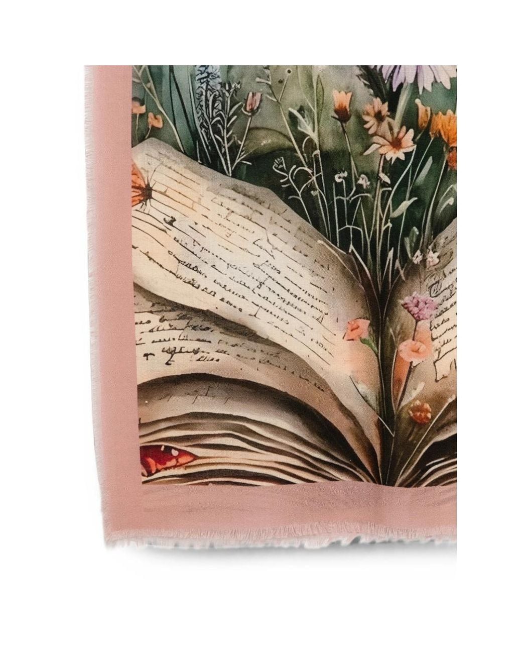 D'Aniello Metallic Floral-Print Butterfly Scarf