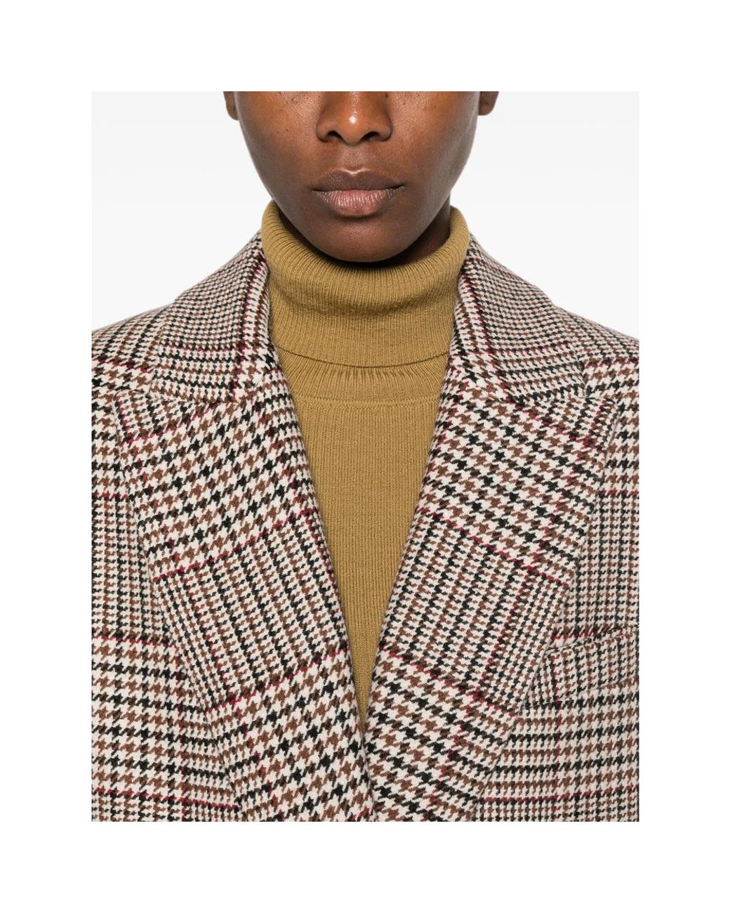 FEDERICA TOSI Brown Prince Of Wales Check Double-Breasted Coat