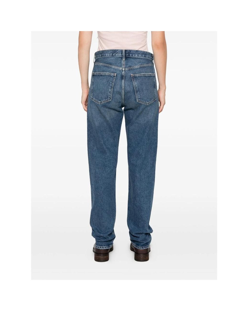 Agolde Blue Faded Straight-Leg Jeans