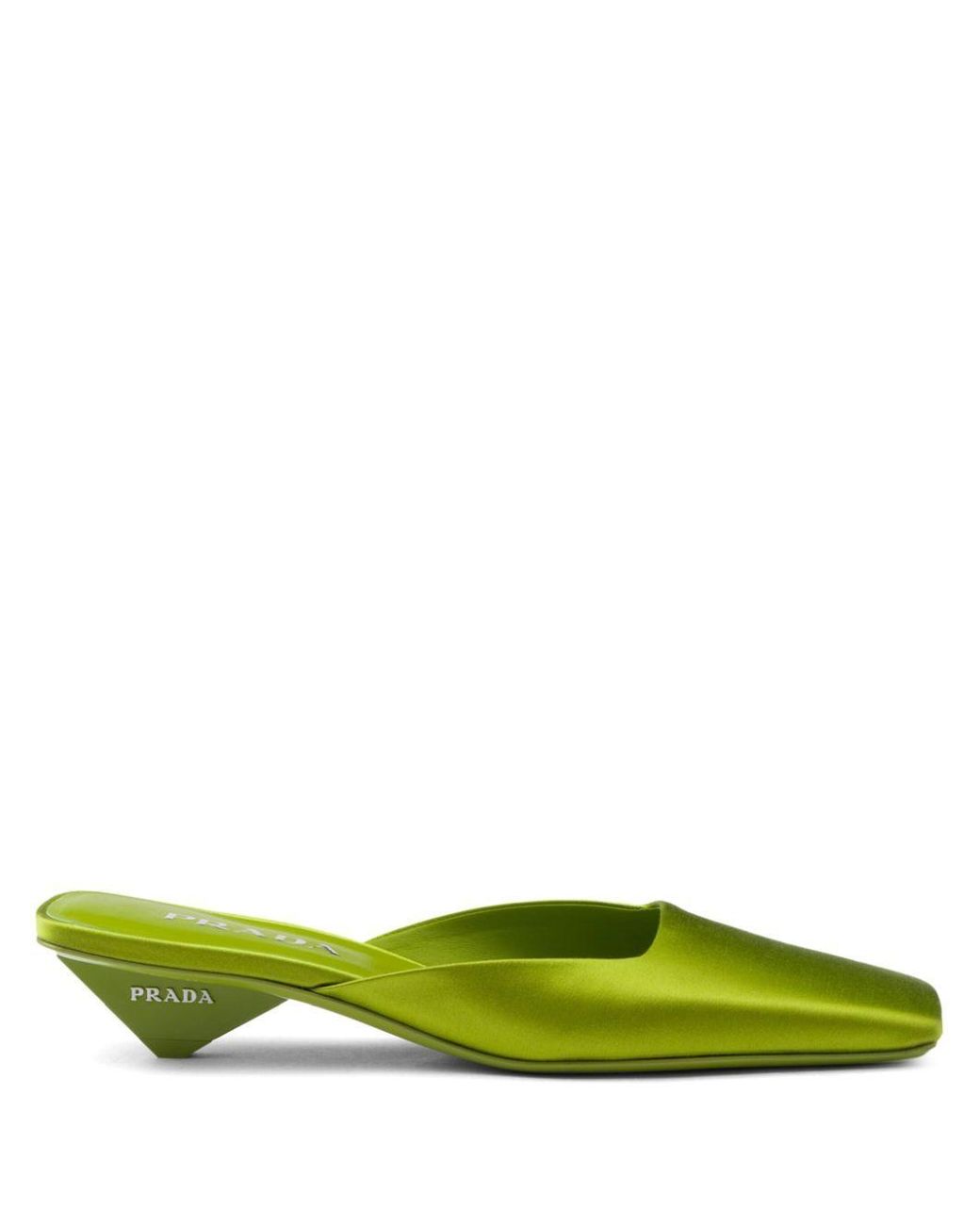 Prada Square-toe Satin Mules in Green | Lyst