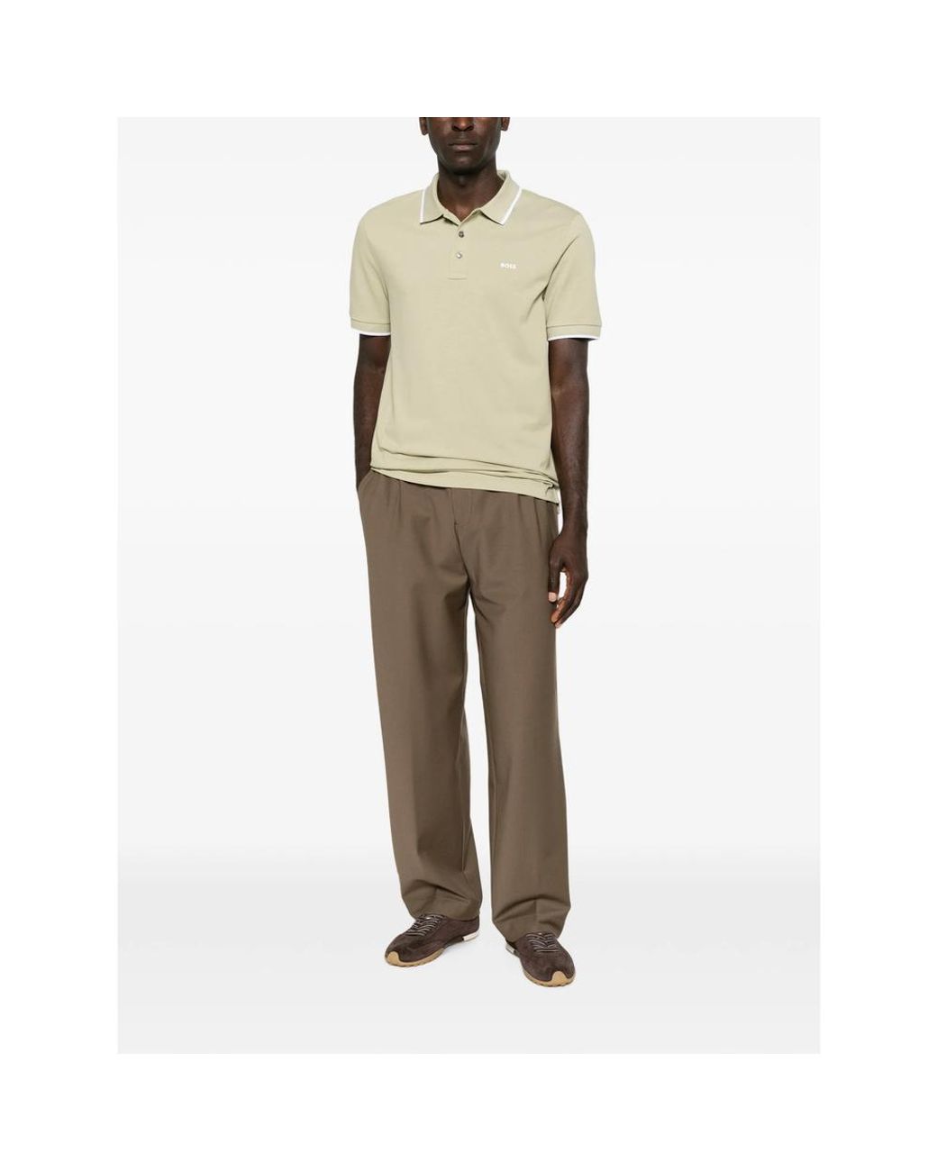 Boss Natural Parlay 190 Logo-Print Tipped Polo Shirt for men