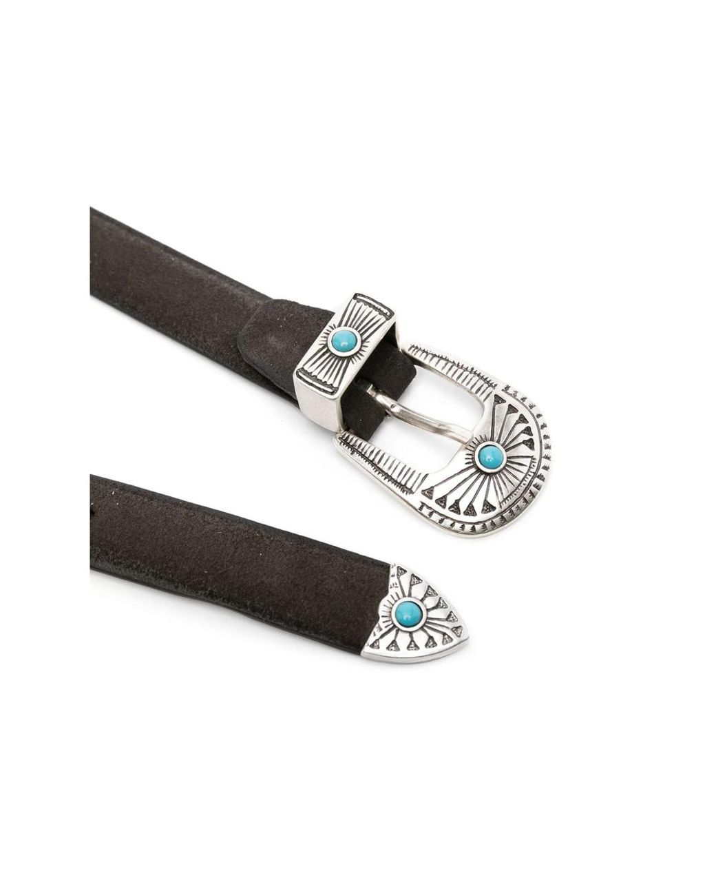 Eraldo Black Engraved-Detail Suede Belt for men