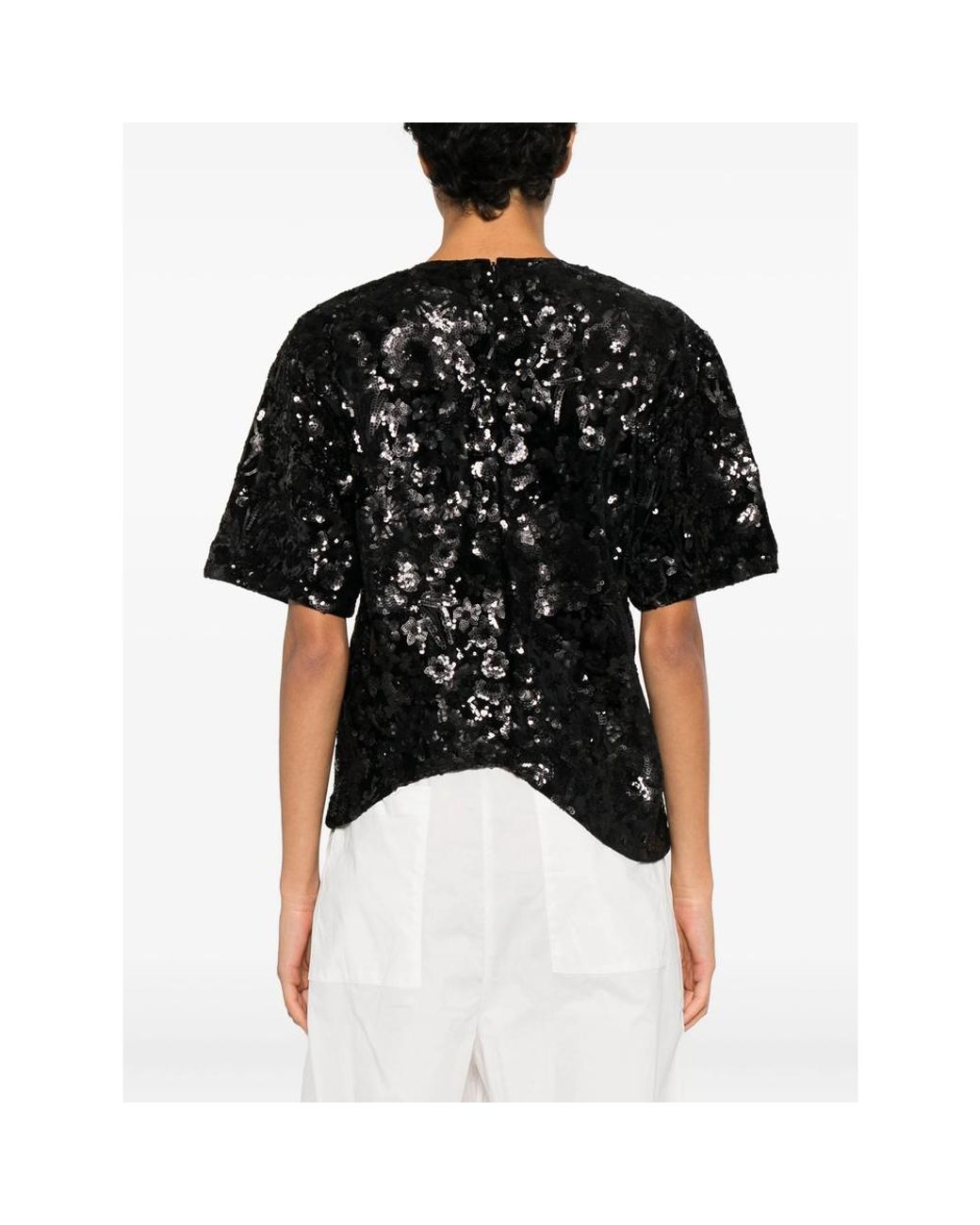 Niccolò Pasqualetti Black Onda Sequinned Asymmetric Top