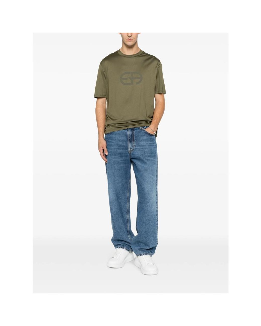 Emporio Armani Green Logo-Print Short-Sleeve T-Shirt for men