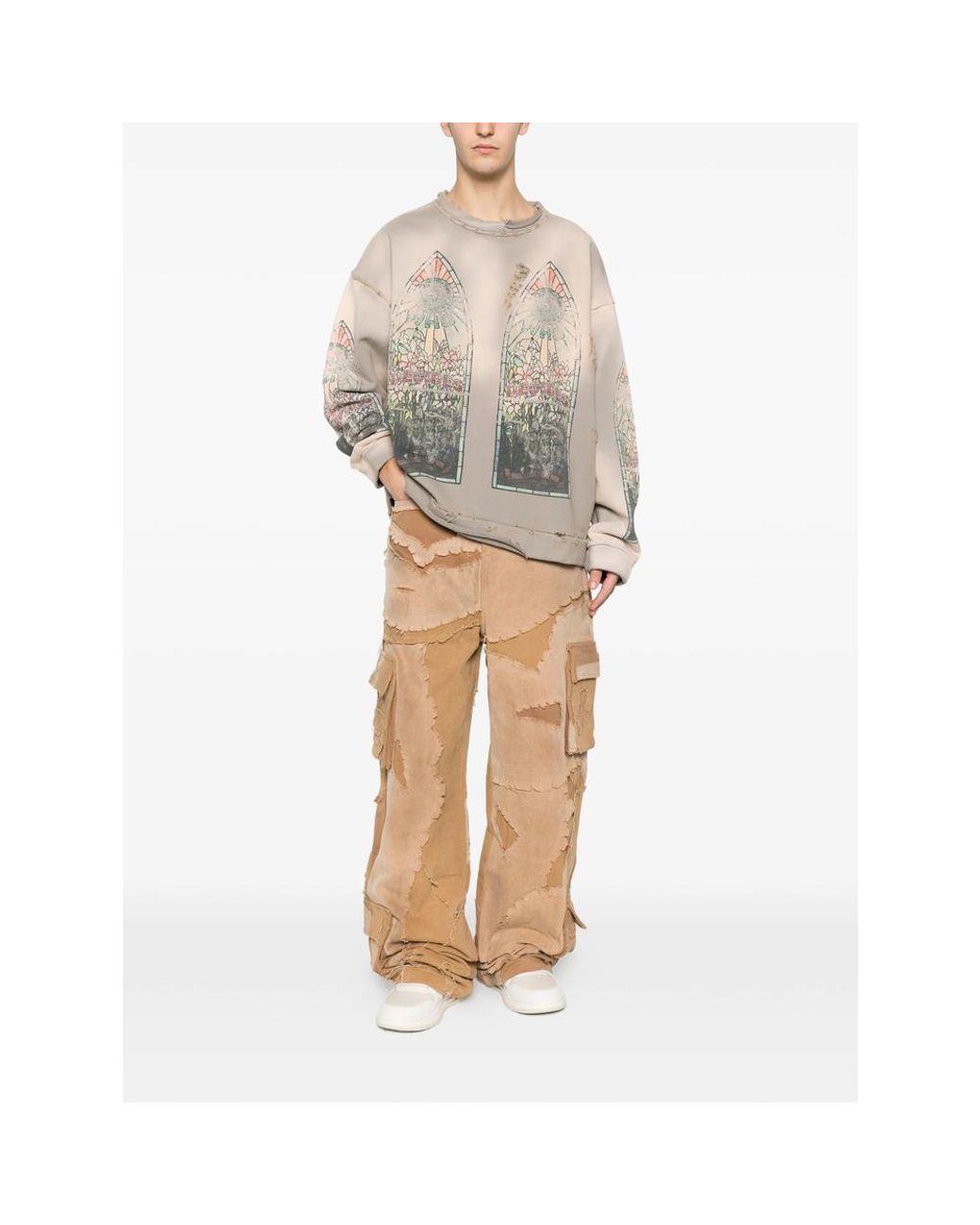 Who Decides War Natural Patchwork Buttoned Jeans for men