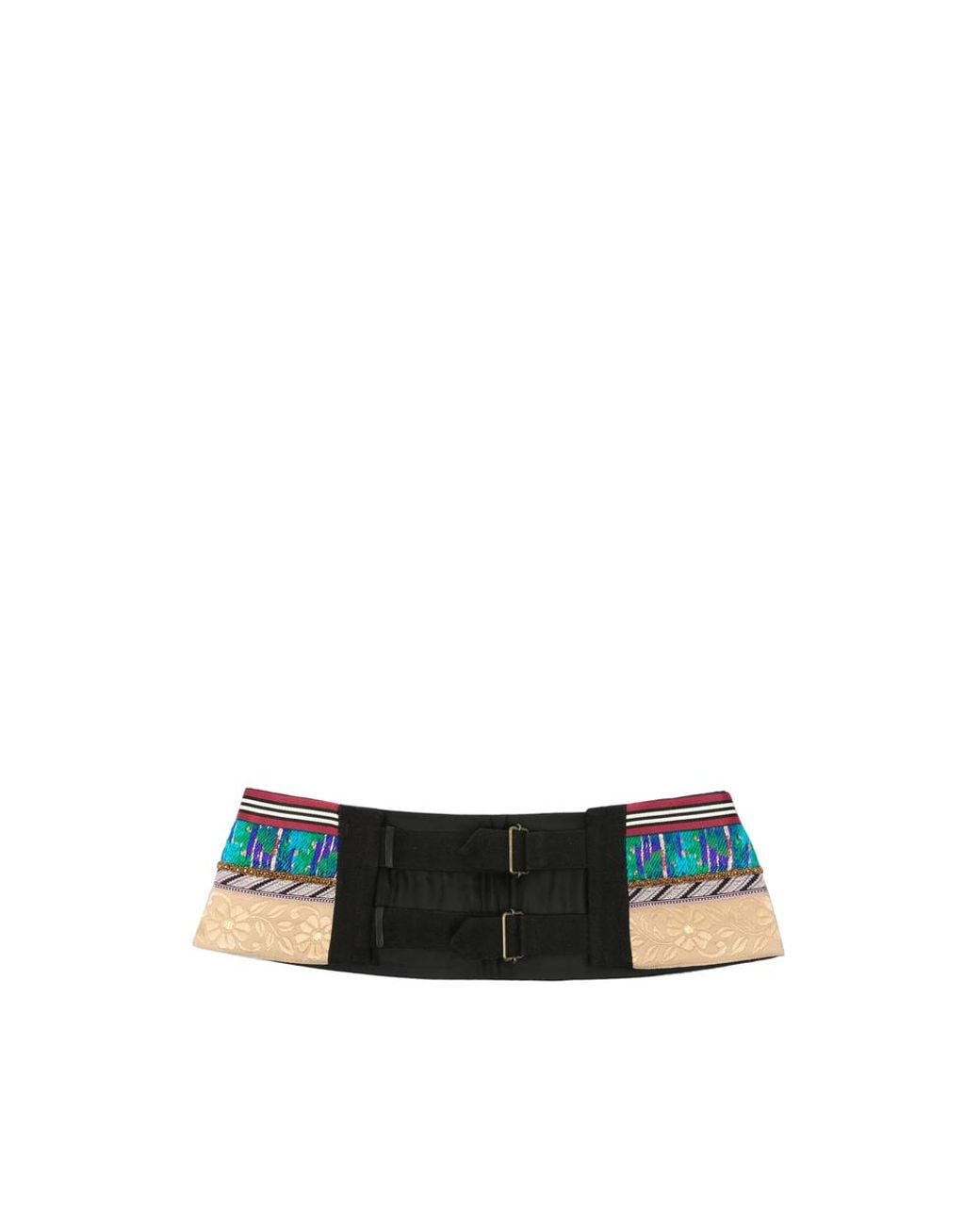 Dries Van Noten Blue Floral-Embroidered Belt