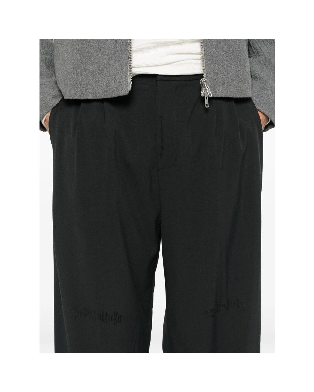 THESTROY Black Pleated Wide-Leg Trousers for men