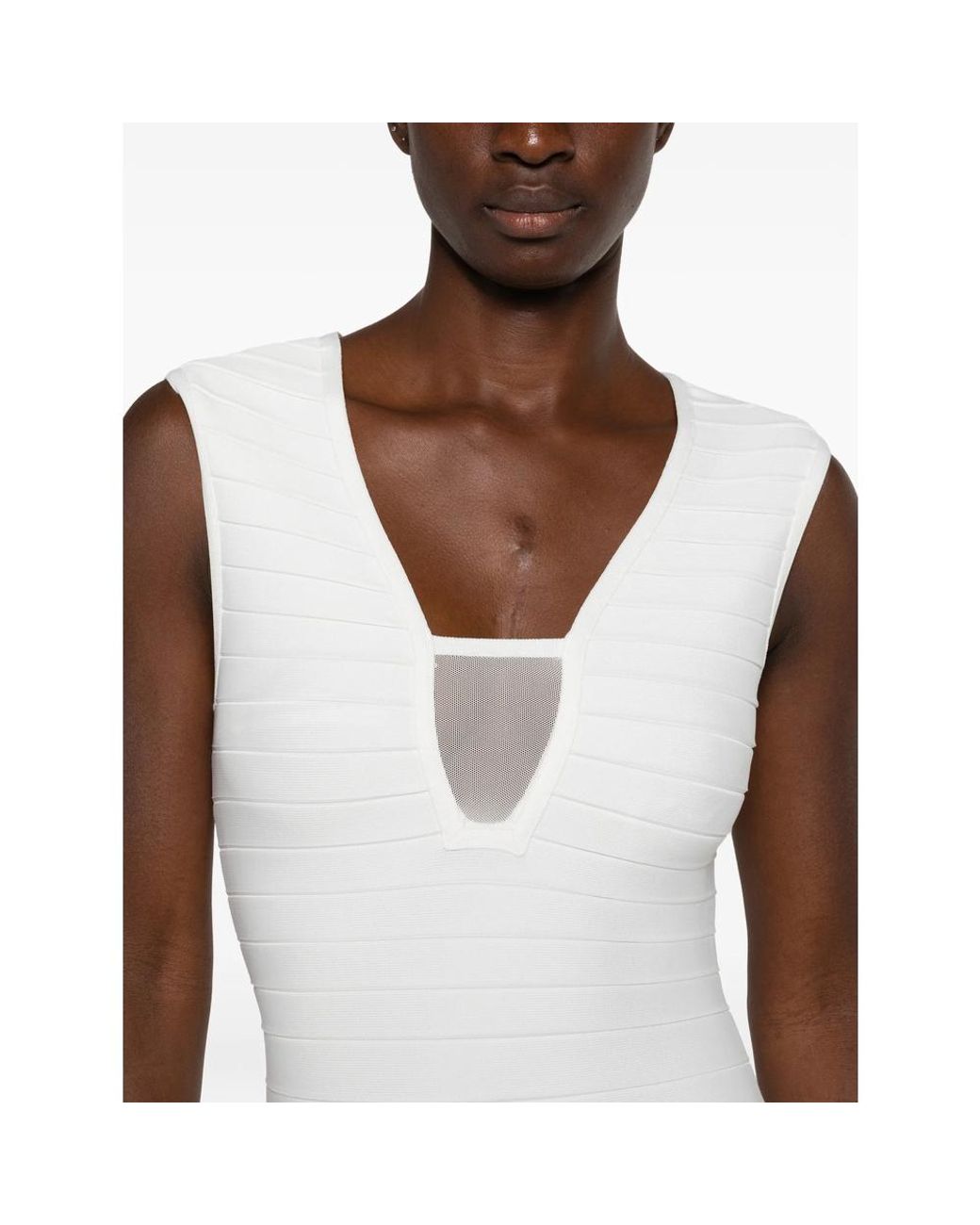 Hervé Léger White Bella Bandage-Style Mini Dress