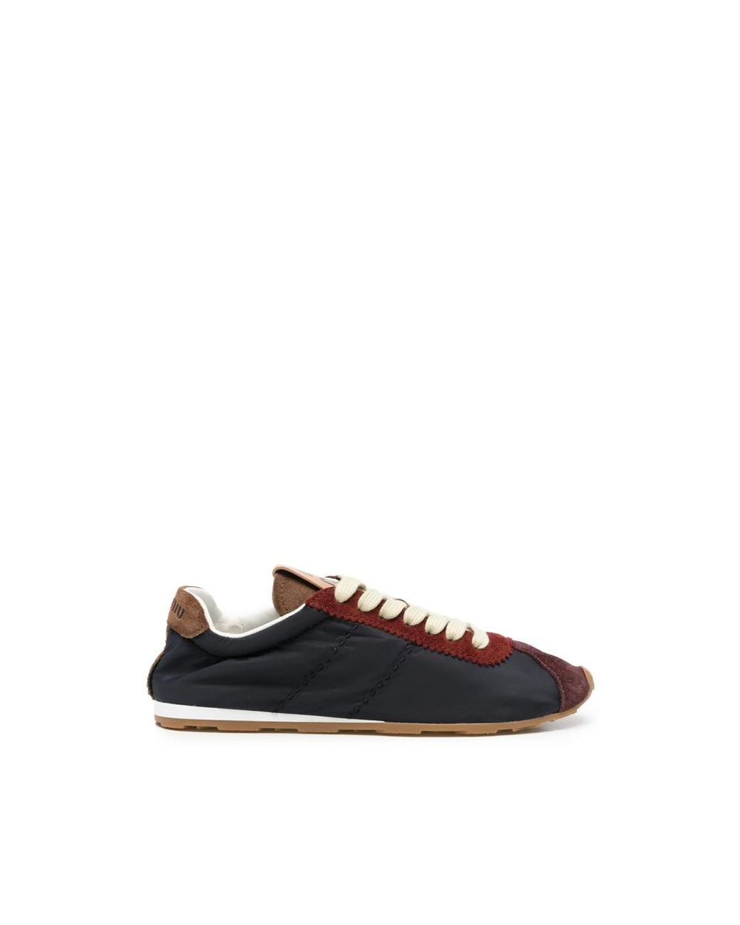 Miu Miu Blue Plume Suede-Trim Panelled Sneakers