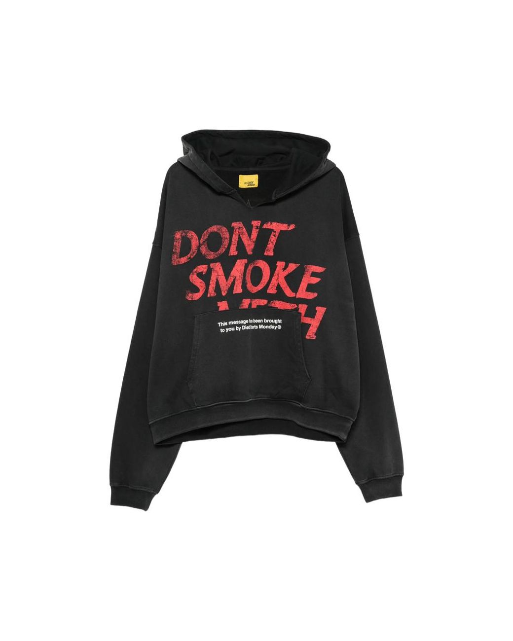 DIET STARTS MONDAY Black Slogan-Print Pouch-Pocket Hoodie for men